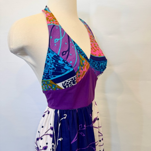 Vintage 60s Cole of California Mod Wild Print Halter Swim Sun Dress Maxi Gown - Picture 5 of 9